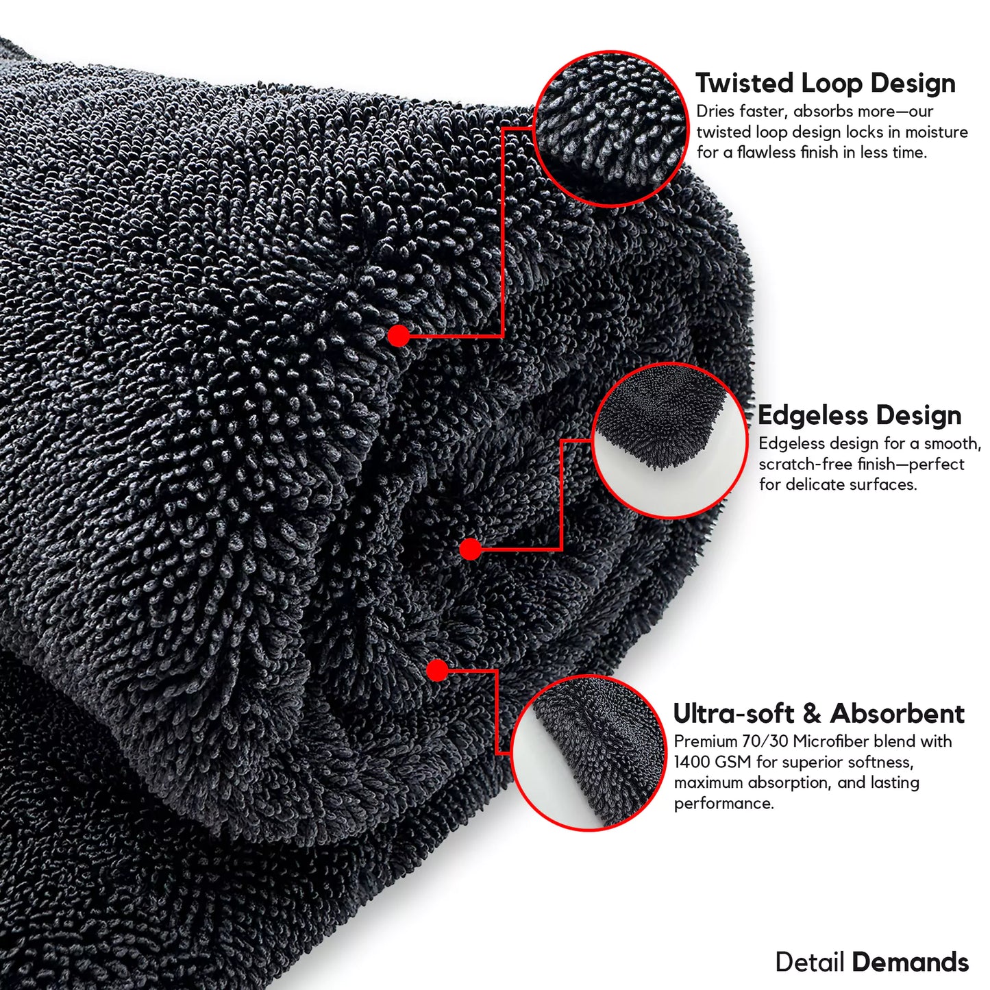 Microfiber Twisted Loop Car Drying Towel
